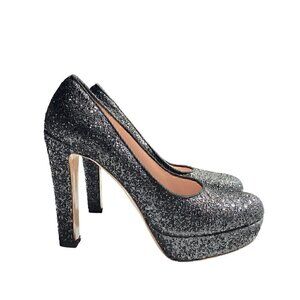 Miu Miu Black Glitter Closed Toe Platform Shoes size EU 38.5 US 8.5 Barbie